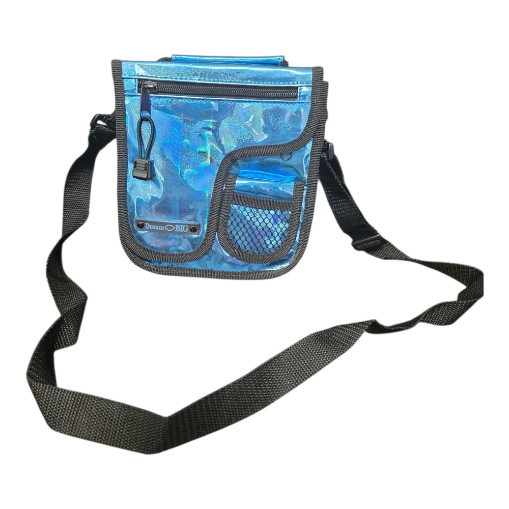 Y2K Blue Holographic CD Walkman Crossbody Bag Vinyl Tech Retro Futuristic